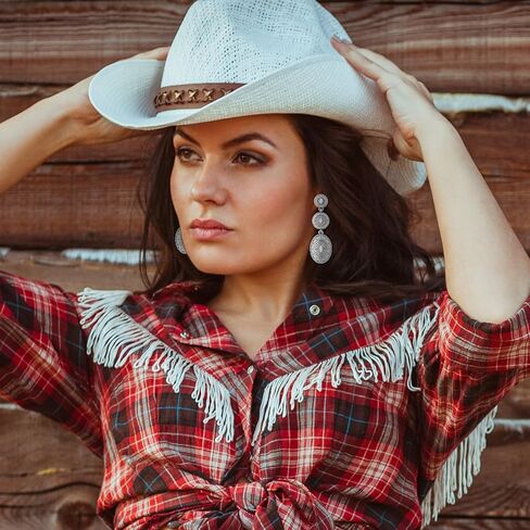 Boho Western Earrings for Women Vintage Concho Statement Gold Silver Turquoise Earrings Western Jewelry Gifts for Womens Country Concert Outfits in Saudi Arabia