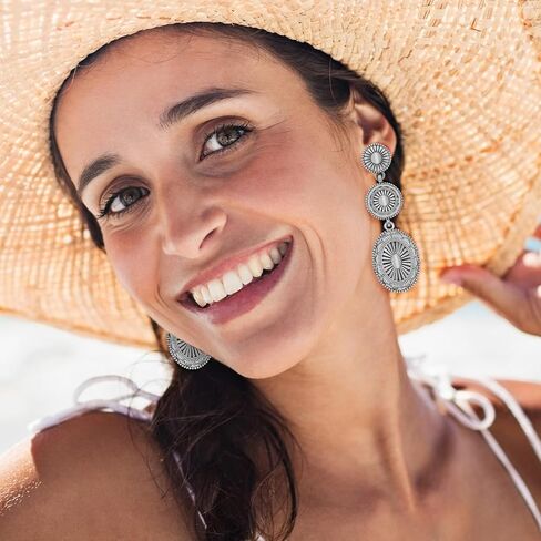 Boho Western Earrings for Women Vintage Concho Statement Gold Silver Turquoise Earrings Western Jewelry Gifts for Womens Country Concert Outfits in Saudi Arabia