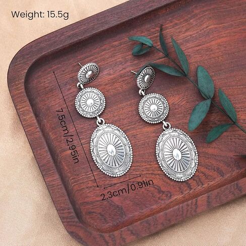 Boho Western Earrings for Women Vintage Concho Statement Gold Silver Turquoise Earrings Western Jewelry Gifts for Womens Country Concert Outfits in Saudi Arabia