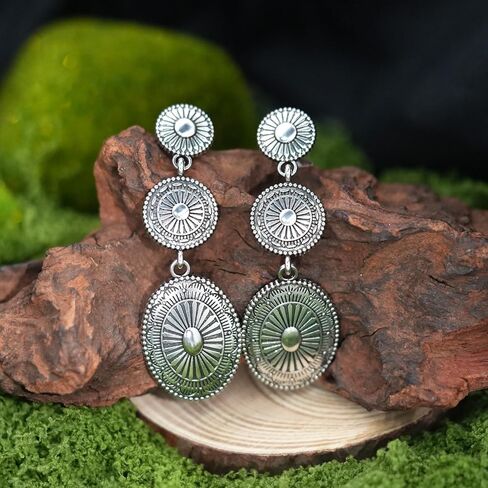 Boho Western Earrings for Women Vintage Concho Statement Gold Silver Turquoise Earrings Western Jewelry Gifts for Womens Country Concert Outfits in Saudi Arabia