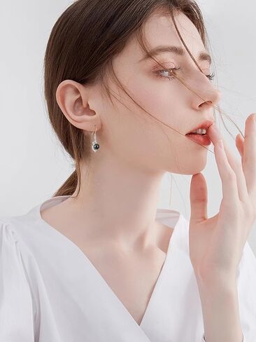 Tahitian Black Pearl Dangle Drop Earrings, 18K White Gold Plated Sterling Silver Everyday Earrings for Women Wife Girlfriend Hypoallergenic Jewelry Gift for Anniversary Birthday Christmas in Saudi Arabia