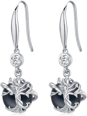 Tahitian Black Pearl Dangle Drop Earrings, 18K White Gold Plated Sterling Silver Everyday Earrings for Women Wife Girlfriend Hypoallergenic Jewelry Gift for Anniversary Birthday Christmas in Saudi Arabia