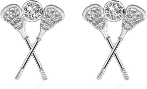 Lacrosse Gifts for Women – Silver Plated Stainless Steel Lacrosse Stick Earrings, Sports Jewelry for Athletes, Coaches, and Fans in Kuwait