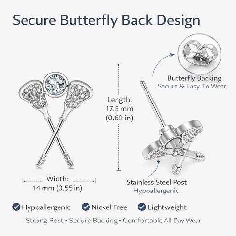 Lacrosse Gifts for Women – Silver Plated Stainless Steel Lacrosse Stick Earrings, Sports Jewelry for Athletes, Coaches, and Fans in Kuwait