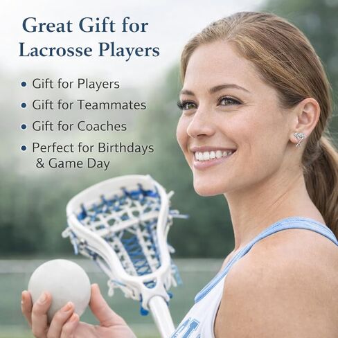Lacrosse Gifts for Women – Silver Plated Stainless Steel Lacrosse Stick Earrings, Sports Jewelry for Athletes, Coaches, and Fans in Kuwait
