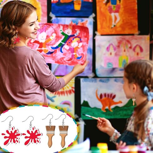 16 Pairs Art Earrings Gifts for Women Big Acrylic Dangle Drop Earrings Personality Artist Paint Palette Paint Brush Jewelry Colorful Artist Painter Art Teacher in Saudi Arabia