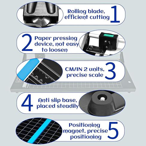 أداة تشذيب الورق الدوارة اليدوية الدقيقة مقاس 24 بوصة، أداة تشذيب الورق الدوارة لورق الصور والأفلام ومربى الورق الفني وورق المكتب ولوحة ناعمة بلاستيكية رفيعة وطاولة التقطيع وPVC وأداة تشذيب احترافية in Kuwait