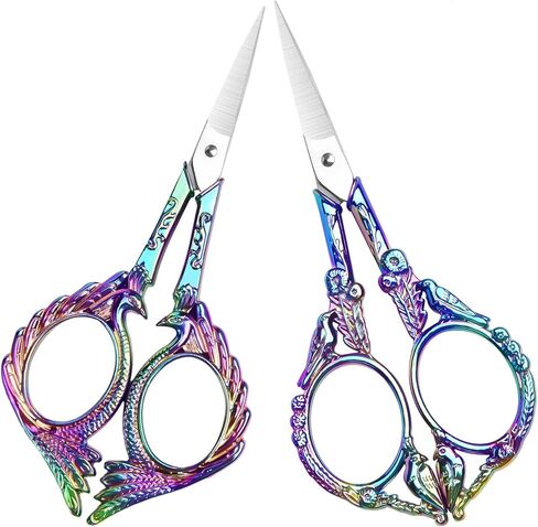 AQUEENLY مقص التطريز 2 حزمة مقص الخياطة الصغيرة لقطع النسيج الفولاذ المقاوم للصدأ التفاصيل المقصات للحرف اليدوية DIY أداة التطريز عبر غرزة قطع الأعمال الفنية الإبرة، 4.5 بوصة in Kuwait