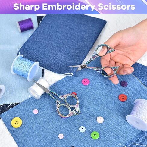 AQUEENLY مقص التطريز 2 حزمة مقص الخياطة الصغيرة لقطع النسيج الفولاذ المقاوم للصدأ التفاصيل المقصات للحرف اليدوية DIY أداة التطريز عبر غرزة قطع الأعمال الفنية الإبرة، 4.5 بوصة in Kuwait