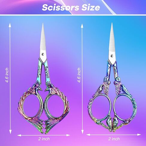 AQUEENLY مقص التطريز 2 حزمة مقص الخياطة الصغيرة لقطع النسيج الفولاذ المقاوم للصدأ التفاصيل المقصات للحرف اليدوية DIY أداة التطريز عبر غرزة قطع الأعمال الفنية الإبرة، 4.5 بوصة in Kuwait