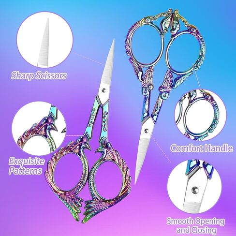 AQUEENLY مقص التطريز 2 حزمة مقص الخياطة الصغيرة لقطع النسيج الفولاذ المقاوم للصدأ التفاصيل المقصات للحرف اليدوية DIY أداة التطريز عبر غرزة قطع الأعمال الفنية الإبرة، 4.5 بوصة in Kuwait