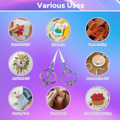 AQUEENLY مقص التطريز 2 حزمة مقص الخياطة الصغيرة لقطع النسيج الفولاذ المقاوم للصدأ التفاصيل المقصات للحرف اليدوية DIY أداة التطريز عبر غرزة قطع الأعمال الفنية الإبرة، 4.5 بوصة in Kuwait