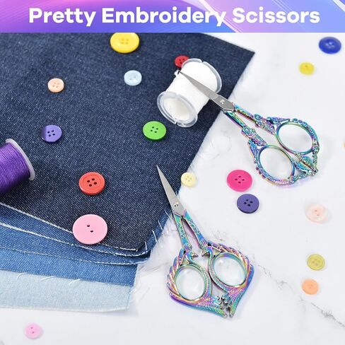 AQUEENLY مقص التطريز 2 حزمة مقص الخياطة الصغيرة لقطع النسيج الفولاذ المقاوم للصدأ التفاصيل المقصات للحرف اليدوية DIY أداة التطريز عبر غرزة قطع الأعمال الفنية الإبرة، 4.5 بوصة in Kuwait