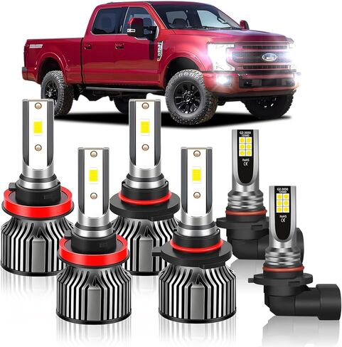 متوافق مع Ford F150 2015 2016 2017 2018 2019 2020 2021 2022 2023، مجموعة مصابيح إضاءة عالية + شعاع منخفض + ضباب، 6500K أبيض، سطوع 400% مع مروحة تبريد، التوصيل والتشغيل، مقاومة للماء، حزمة من 6 قطع in Saudi Arabia
