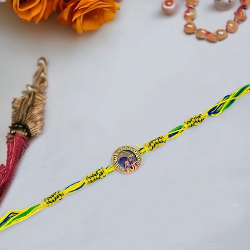 Morpankh الروحي مع سحر Radha Krishna المطرز من أجل Raksha Bandhan & Bhaidooj، راخي تقليدي للمهرجانات الهندية، هدية للأخوة in Kuwait