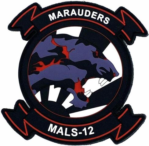 MALS-12 Marauders Black PVC Patch – with Hook and Loop, 4.5″ in Kuwait