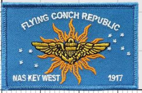 NAS Key West Conch Republic Flag Patch - 2x3.5 inches, White with Red Accents, 1 piece in Saudi Arabia
