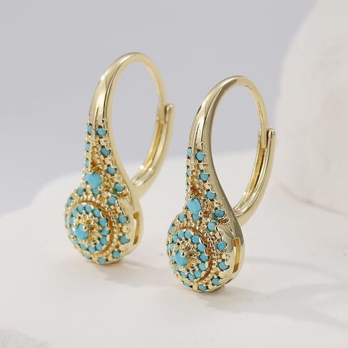 Elegant and Luxurious Synthetic Turquoise Earrings, Fashionable and Exquisite Banquet Jewelry in Saudi Arabia