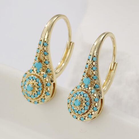 Elegant and Luxurious Synthetic Turquoise Earrings, Fashionable and Exquisite Banquet Jewelry in Saudi Arabia