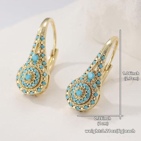 Elegant and Luxurious Synthetic Turquoise Earrings, Fashionable and Exquisite Banquet Jewelry in Saudi Arabia