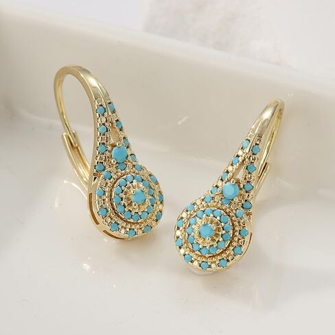 Elegant and Luxurious Synthetic Turquoise Earrings, Fashionable and Exquisite Banquet Jewelry in Saudi Arabia