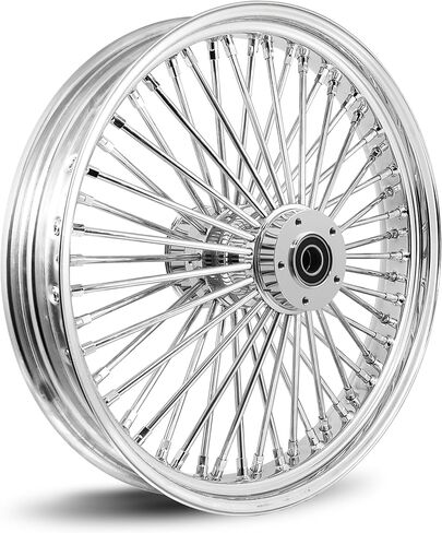 23X3.5 FAT 52 Stainless For Harley Touring Bagger 2008 Above 25mm Front Wheel - No ABS (6-3 All Black - Black Wall Tire) in Saudi Arabia
