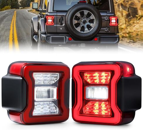 JFN LED Tail Lights Fit for 2008-2017 Jeep Wrangler JK,LED Rear Light Set Brake Lamp Tail Lamp Assembly (Clear) in Kuwait