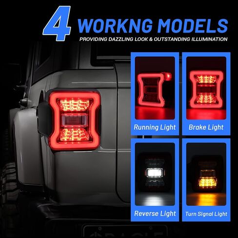 JFN LED Tail Lights Fit for 2008-2017 Jeep Wrangler JK,LED Rear Light Set Brake Lamp Tail Lamp Assembly (Clear) in Kuwait