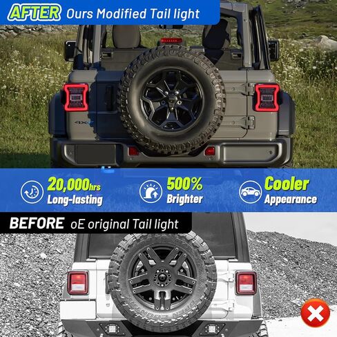 JFN LED Tail Lights Fit for 2008-2017 Jeep Wrangler JK,LED Rear Light Set Brake Lamp Tail Lamp Assembly (Clear) in Kuwait