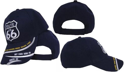 Route RTE 66 Get Your Kicks States List Navy Blue Embroidered Cap Hat X1 in Saudi Arabia