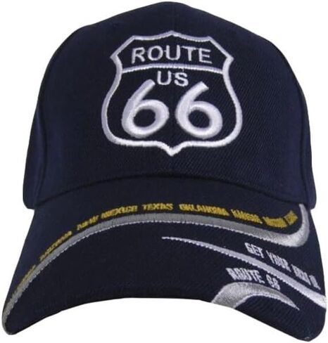Route RTE 66 Get Your Kicks States List Navy Blue Embroidered Cap Hat X1 in Saudi Arabia