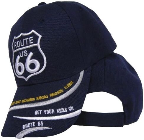 Route RTE 66 Get Your Kicks States List Navy Blue Embroidered Cap Hat X1 in Saudi Arabia
