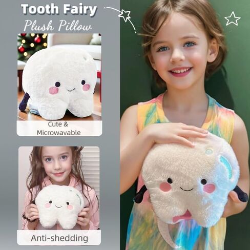 Uoozii Non-Shedding 8" | 1lb Tooth Fairy Pillow, Microwavable & Weighted Plush Holder, Warm Gifts for Girls & Boys in Kuwait