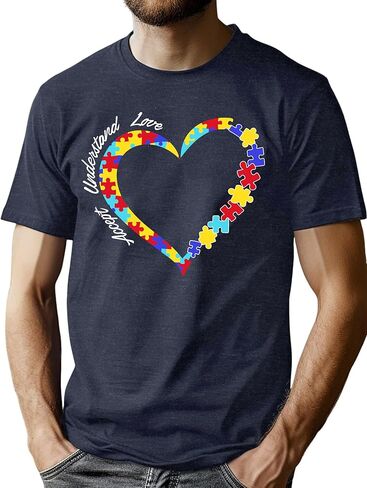 PECHAR Autism Awareness Shirt Men Autism Acceptance T Shirt Autism Puzzle Piece Graphic Tees Blue Short Sleeve Tops in Saudi Arabia