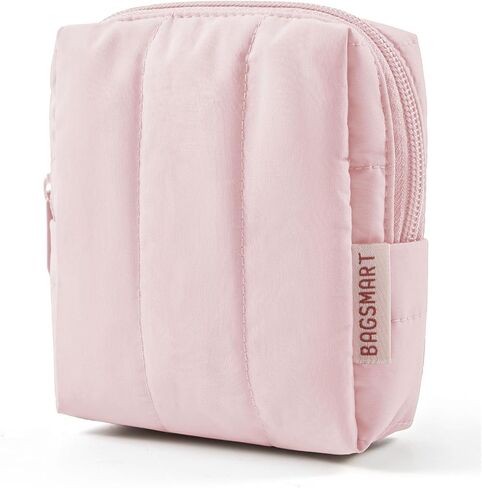 BAGSMART Makeup Bag Duo Set, Puffy Padded Travel Cosmetic Organizer with Slip-in Pockets, Large Toiletry Bag & Small Purse Pouch, Travel Essentials for Women, Black in Saudi Arabia