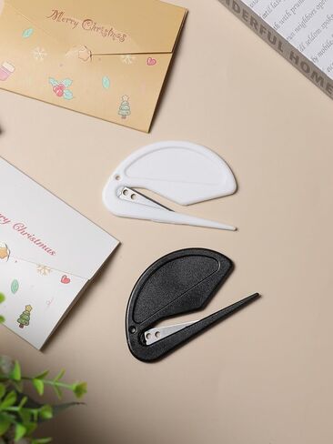 2 Pack Letter Opener, Half Round Envelope Opener Set with Sharp Edge, Ergonomic Handle for Precise Mail Opening, Stylish Desk Accessory, (White/Black) in Saudi Arabia