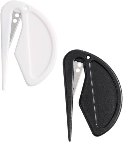 2 Pack Letter Opener, Half Round Envelope Opener Set with Sharp Edge, Ergonomic Handle for Precise Mail Opening, Stylish Desk Accessory, (White/Black) in Saudi Arabia