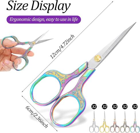 10 مقصات حادة صغيرة للخياطة، مقص تطريز 5 بوصة، مقصات حرفية صغيرة حادة ودقيقة، مجموعة متعددة الألوان من الفولاذ المقاوم للصدأ بتصميم زهور عتيقة للخياطة اليدوية in Kuwait