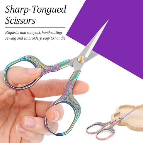 10 مقصات حادة صغيرة للخياطة، مقص تطريز 5 بوصة، مقصات حرفية صغيرة حادة ودقيقة، مجموعة متعددة الألوان من الفولاذ المقاوم للصدأ بتصميم زهور عتيقة للخياطة اليدوية in Kuwait
