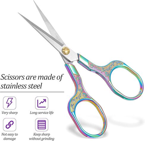 10 مقصات حادة صغيرة للخياطة، مقص تطريز 5 بوصة، مقصات حرفية صغيرة حادة ودقيقة، مجموعة متعددة الألوان من الفولاذ المقاوم للصدأ بتصميم زهور عتيقة للخياطة اليدوية in Kuwait