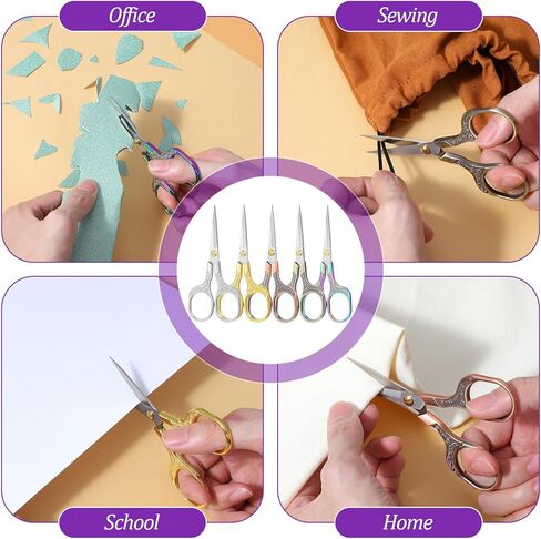 10 مقصات حادة صغيرة للخياطة، مقص تطريز 5 بوصة، مقصات حرفية صغيرة حادة ودقيقة، مجموعة متعددة الألوان من الفولاذ المقاوم للصدأ بتصميم زهور عتيقة للخياطة اليدوية in Kuwait