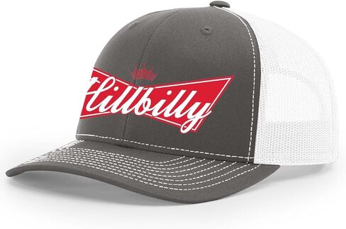Trenz Shirt Compant Hillbilly Beer Logo محاكاة ساخرة للرجال شبكة مطرزة من الخلف قبعة سائق الشاحنة in Kuwait