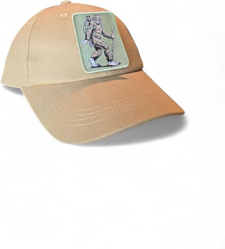 PNW Apparel Sasquatch Patch Baseball Cap, Cotton Twill, Khaki and Forest Green, Adjustable, Outdoor Adventure Style in Kuwait