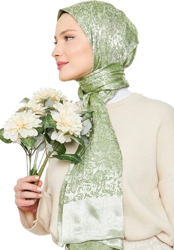 وشاح للنساء - شال طويل وناعم، حجاب، وشاح للرأس، شال جاكار بوهيمي لامع من جيجي - 29.5 بوصة × 72.8 بوصة in Kuwait