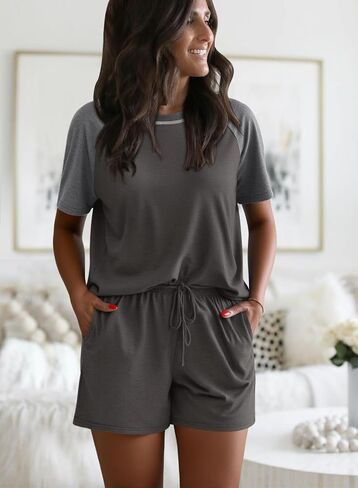 Womens Pajamas 2 Piece Sets Cozy Pajamas Lounge Outfits Petite Warm Sleepwear Tracksuit in Saudi Arabia