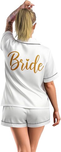 Jecery Bridal Party Pajamas Set for Bride & Bridesmaids, Satin Pjs Set with Hair Band Wedding Morning Sleepwear Gifts in Saudi Arabia