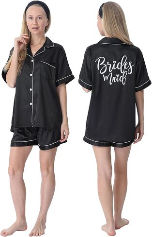 Jecery Bridal Party Pajamas Set for Bride & Bridesmaids, Satin Pjs Set with Hair Band Wedding Morning Sleepwear Gifts in Saudi Arabia