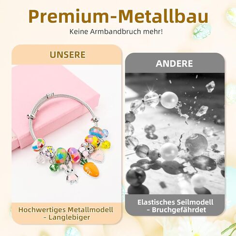 AULEEP Happy Easter Bracelet Gift, Adjustable Easter Bunny Charms Bracelet with Greeting Card, Cute Colorful Heart Easter Basket Stuffers, Exquisite Bangle Jewelry Gifts for Women Girls in Kuwait