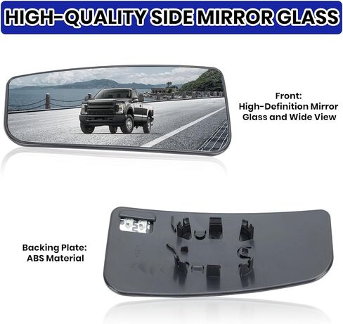 Left Driver Side Mirror Glass Replacement For 2015-2021 Ford F150 2017-2022 Ford F250 F350 F450 F550 Super Duty Truck, Lower Towing Mirror Glass with Power Heated FL3Z17K707V, FL317K707U in Saudi Arabia