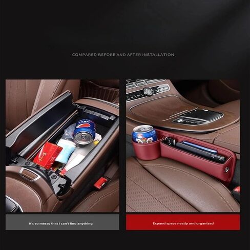 Car Seat Gap Organizer & Cup Holder Expander - Anti-Slip Design, Universal Fit for SUV/Truck, Prevent Phone/Keys Falling (Black) in Kuwait